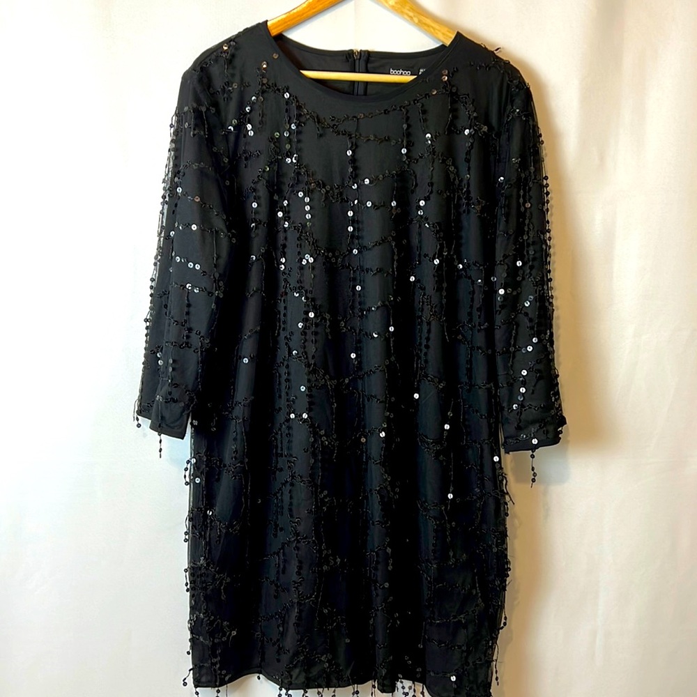 Boohoo dress black sequin size 16